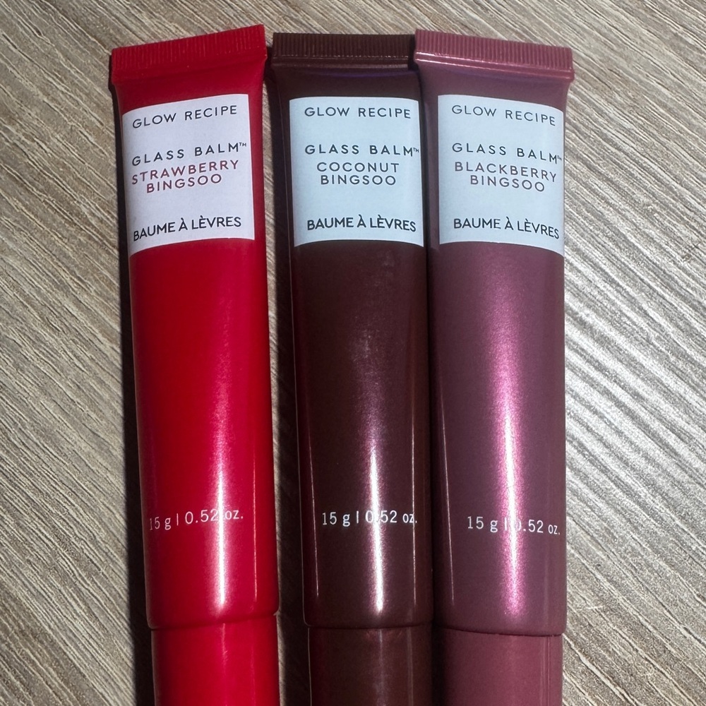 Glow Recipe Glass Balm Lip Trio - Rose Pink, Deep Berry, Bright Red